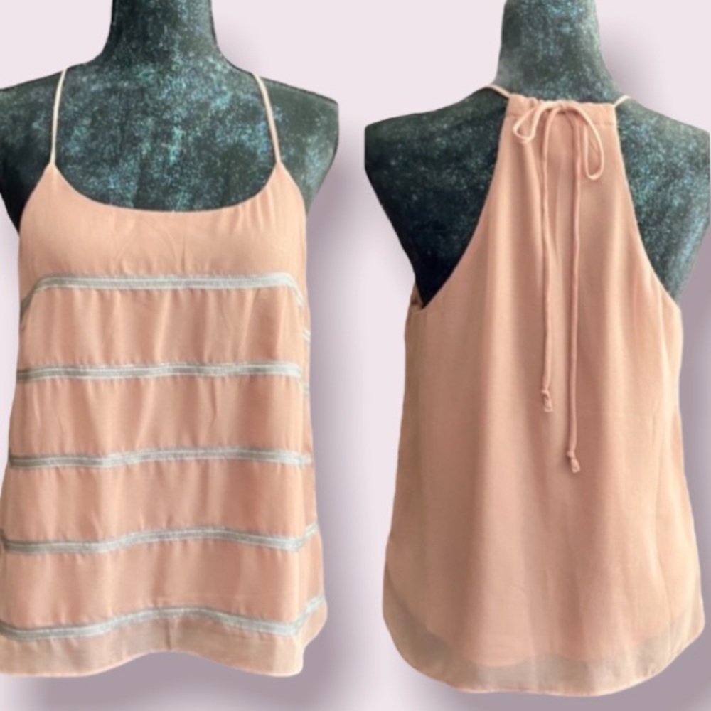 Forever 21 Blush Tank with Silver Sequins Ties in Back